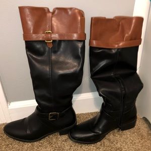black and brown boots